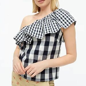 NWT J.Crew Poplin Ruffle Shoulder Top